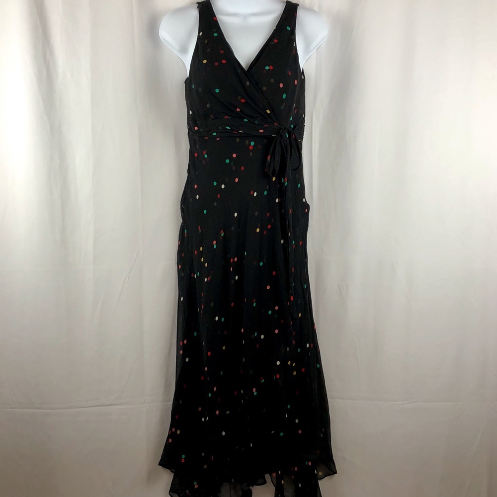 Anne Klein sheer silk polka dot midi dress 6
